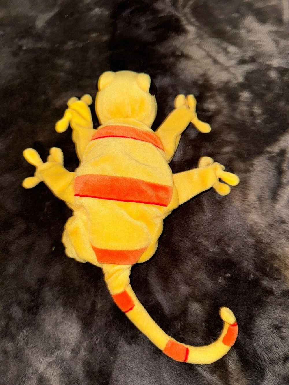 Yellow Orange Striped Plush Frog Hand Puppet Soft Toy